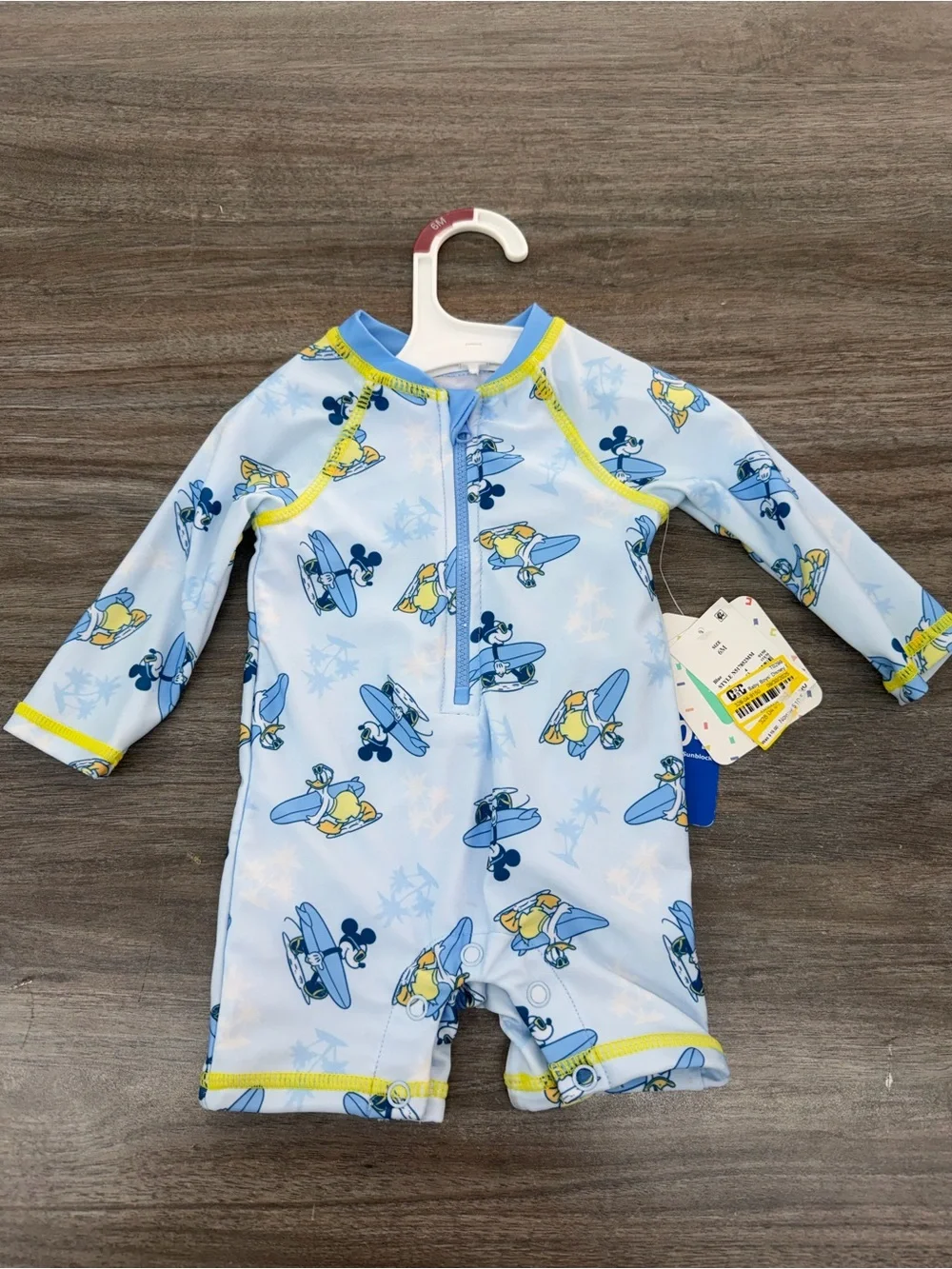 Disney Light Blue Mickey Surf Short-Sleeve Rashguard One-Piece